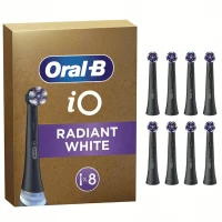 ORAL B iO Radiant White Black Ανταλλακτικές Κεφαλές Ηλεκτρικής Οδοντόβουρτσας, 8 Τεμάχια
