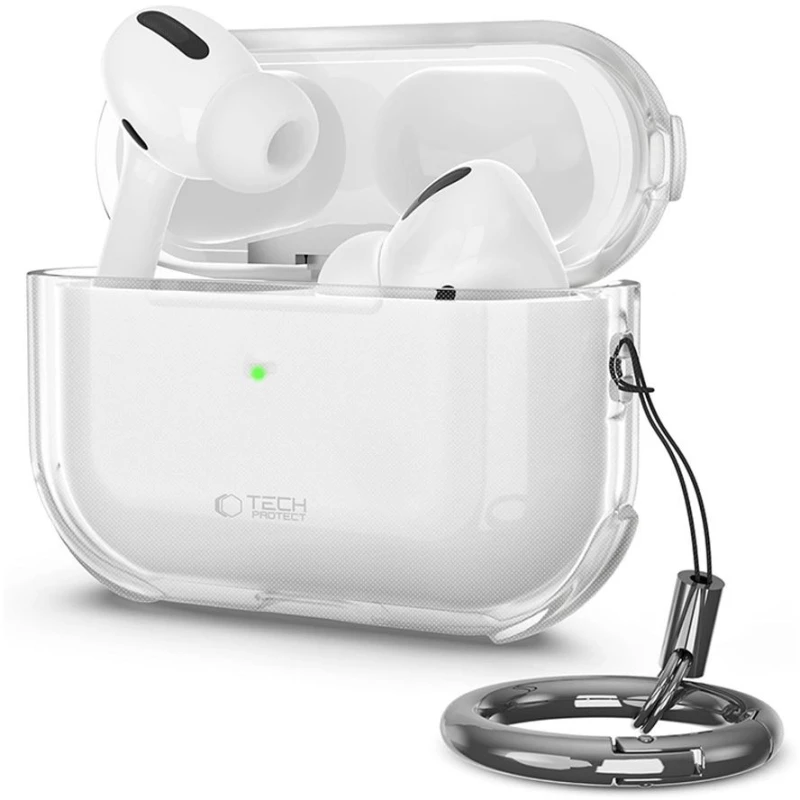 Tech-Protect Bounce Θήκη Σιλικόνης με Γάντζο για Apple AirPods Pro 3 σε Διάφανο χρώμα