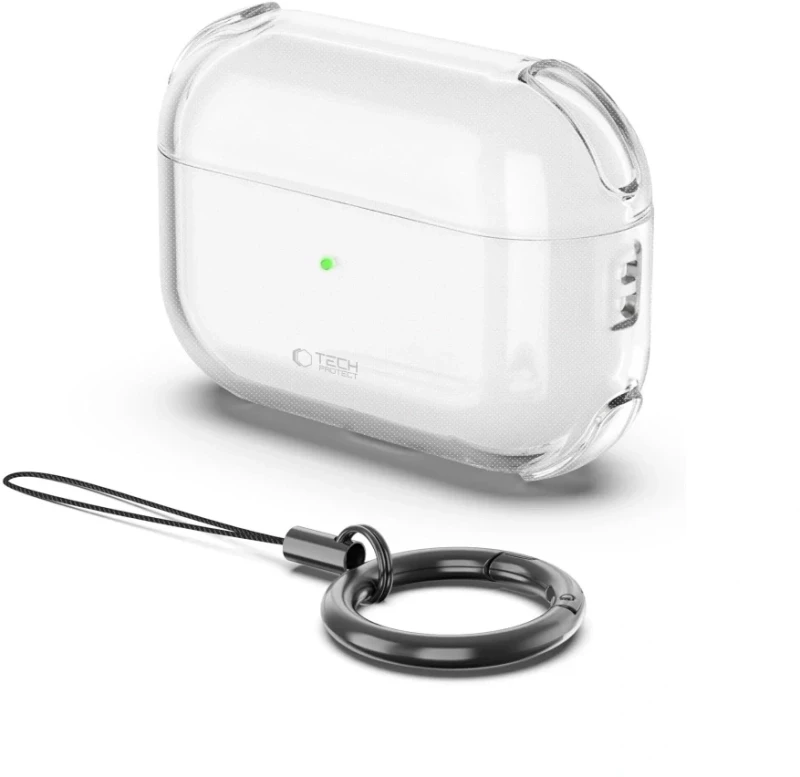 Tech-Protect Bounce Θήκη Σιλικόνης με Γάντζο για Apple AirPods Pro 3 σε Διάφανο χρώμα