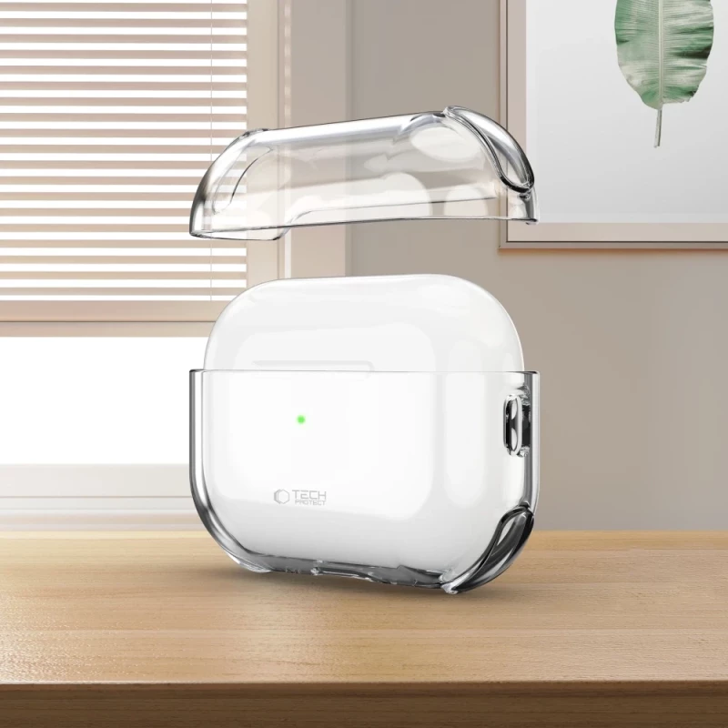 Tech-Protect Bounce Θήκη Σιλικόνης με Γάντζο για Apple AirPods Pro 3 σε Διάφανο χρώμα