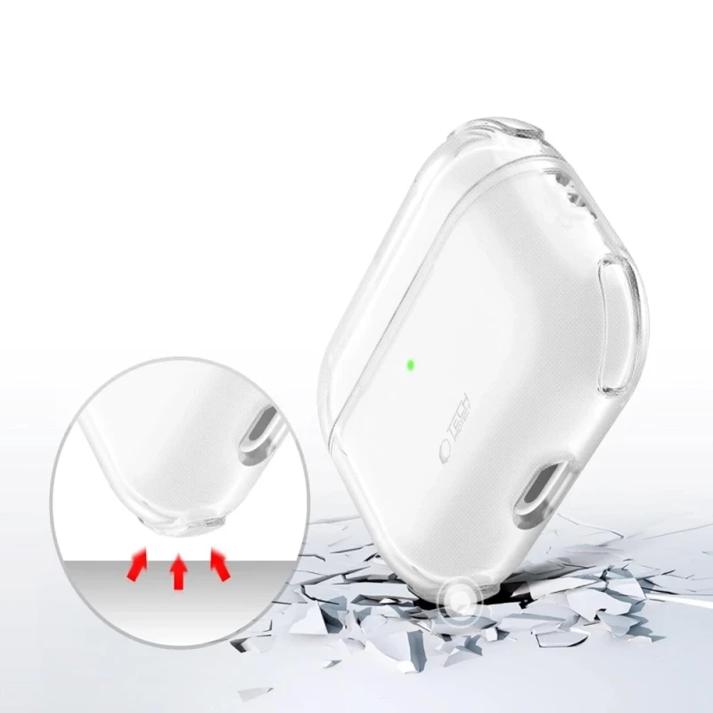 Tech-Protect Bounce Θήκη Σιλικόνης με Γάντζο για Apple AirPods Pro 3 σε Διάφανο χρώμα