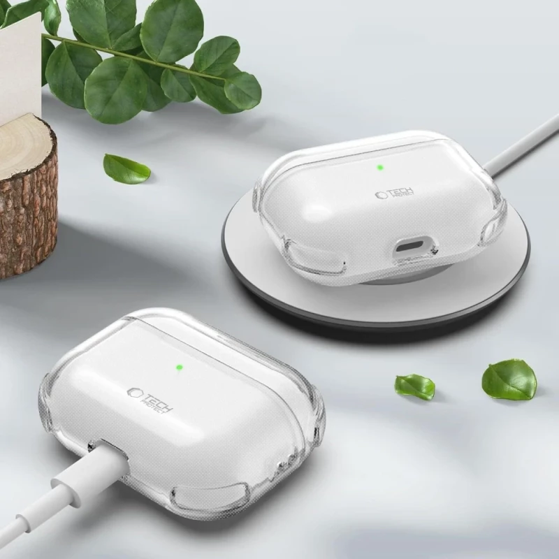 Tech-Protect Bounce Θήκη Σιλικόνης με Γάντζο για Apple AirPods Pro 3 σε Διάφανο χρώμα