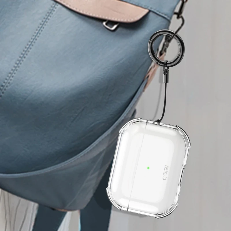 Tech-Protect Bounce Θήκη Σιλικόνης με Γάντζο για Apple AirPods Pro 3 σε Διάφανο χρώμα
