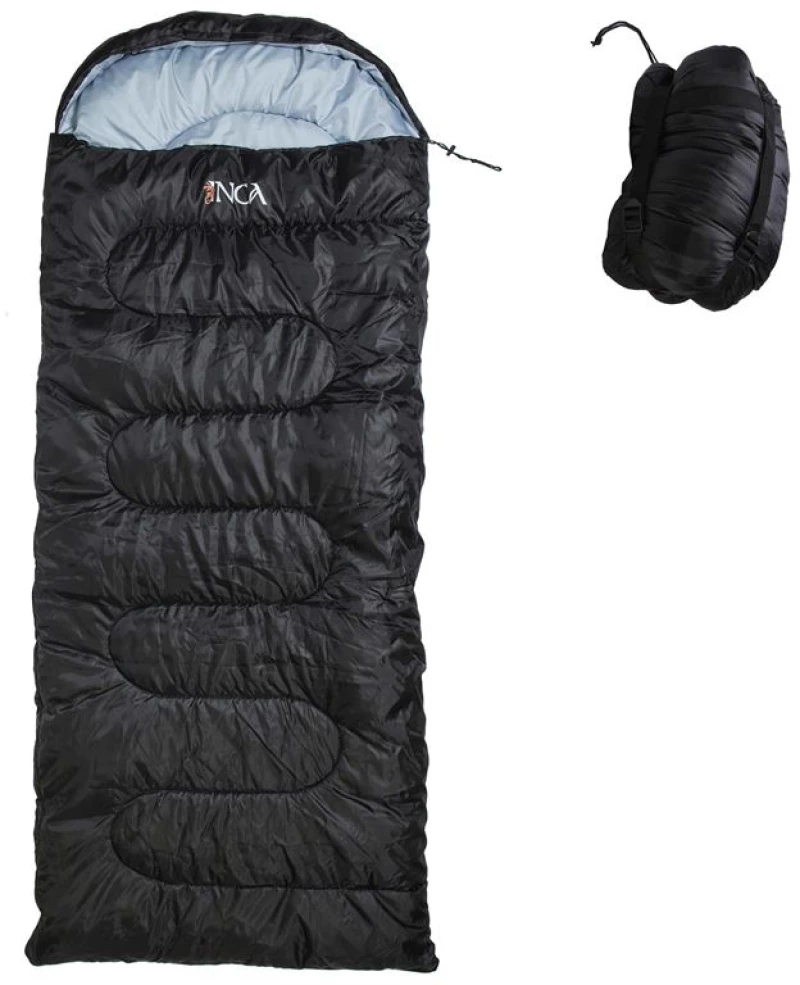 Υπνόσακος INCA Foldpack με μαξιλάρι Μαύρο 220χ95cm με ιμάντες συμπίεσης