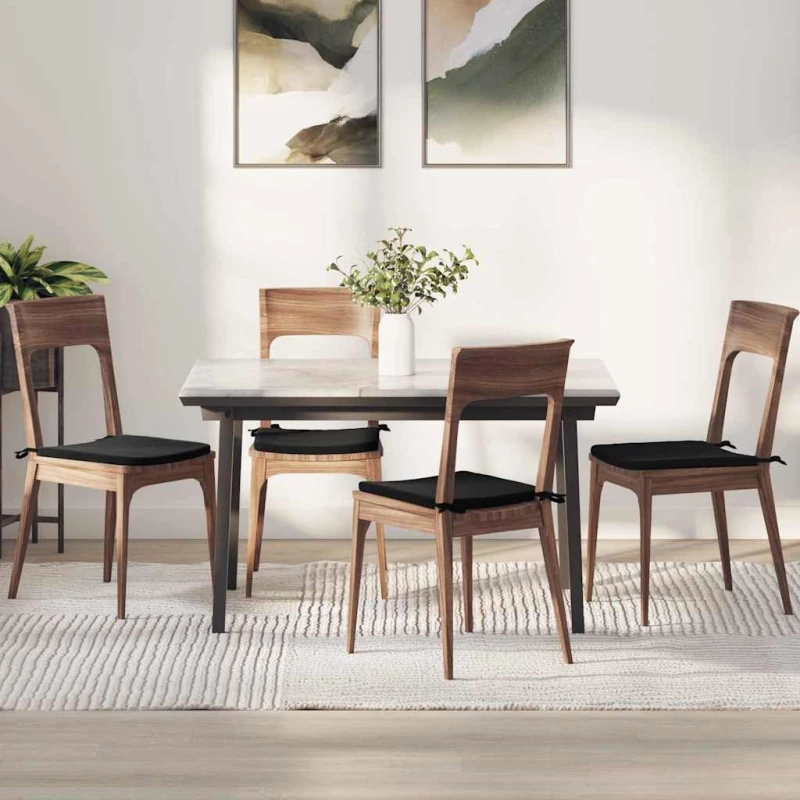 vidaXL Μαξιλάρια καθισμάτων 4 pcs Μαύρο 40 x 40 x 3 cm Βελούδο