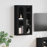 vidaXL Κρεμαστό ντουλάπι Μαύρο 59 x 20 x 100 εκ Επεξεργασμένο ξύλο