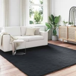 vidaXL Χαλιά Ψεύτικου Κουνελιού Olite Μαύρο 240 x 240 cm Πολυεστέρας