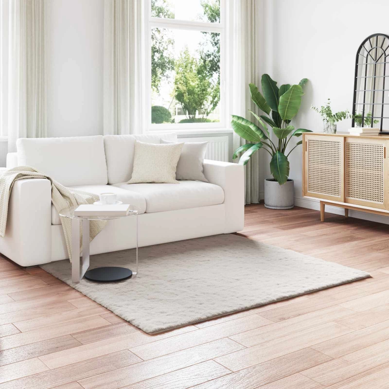 vidaXL Χαλιά Ψεύτικου Κουνελιού Olite Μπεζ 160 x 160 cm Πολυεστέρας