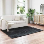 vidaXL Ψεύτικο Δέρμα Προβάτου Χαλί Tafalla Μαύρο 120 x 170 cm