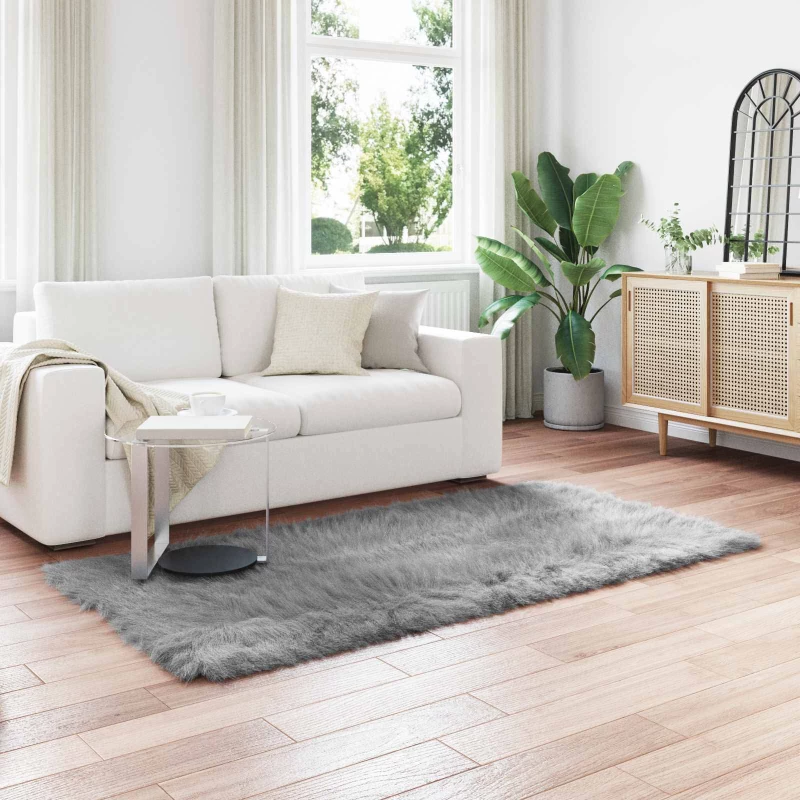 vidaXL Ψεύτικο Δέρμα Προβάτου Χαλί Tafalla Γκρι 100 x 200 cm