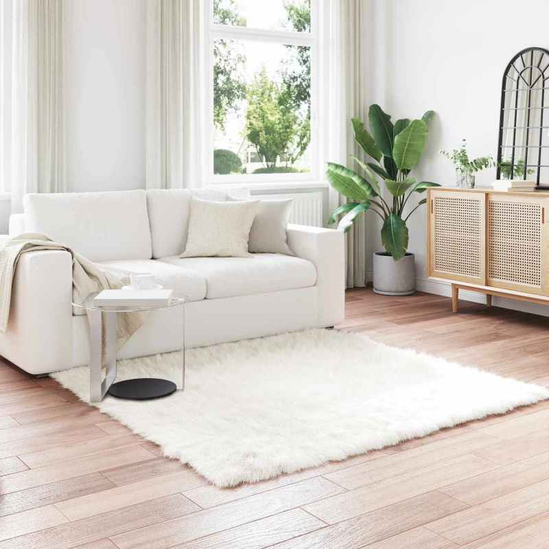 vidaXL Ψεύτικο Δέρμα Προβάτου Χαλί Tafalla Λευκό 160 x 160 cm