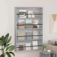 vidaXL Ράφι Περιοδικών με ράφι 2 pcs Γκρίζο Σονομα 100 x 12 x 70 εκ