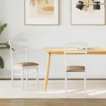 vidaXL Καρέκλα τραπεζαρίας 2 pcs Λευκό και Καφέ Στερεό Ξύλο Ραβέντι