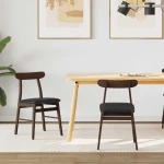 vidaXL Καρέκλα τραπεζαρίας 2 pcs Ανοιχτό Καφέ και Μαύρο