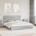 vidaXL Κρεβάτι Αποθήκης Γκρίζο Σονομα 200 x 200 cm Επεξεργασμένο ξύλο