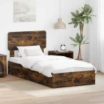 vidaXL Κρεβάτι Αποθήκης Καπνιστό Δρύς 75 x 190 cm Επεξεργασμένο ξύλο