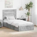 vidaXL Κρεβάτι Αποθήκης Σκυρόδεμα Γκρι 90 x 190 cm Επεξεργασμένο ξύλο
