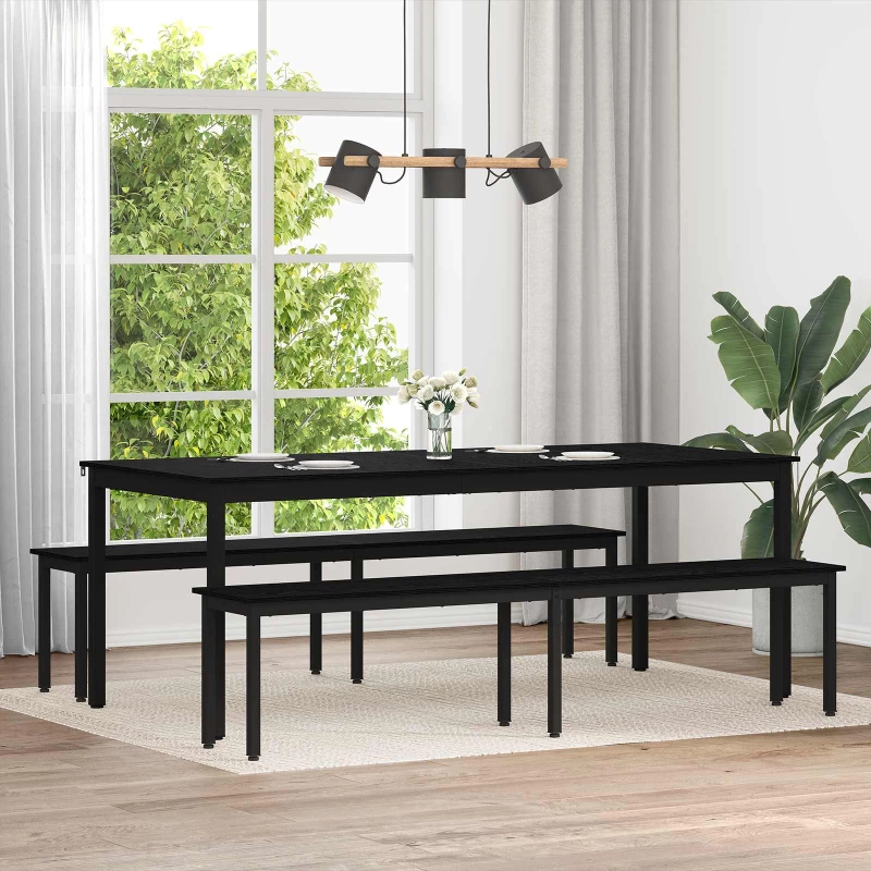 vidaXL παγκάκι Μαύρη Οξυά 200 x 35 x 45 εκ Επεξεργασμένο ξύλο