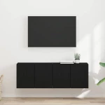 vidaXL Ντουλάπι Τηλεόρασης Τοίχου 2 pcs Μαύρο 59,5 x 31 x 40 εκ