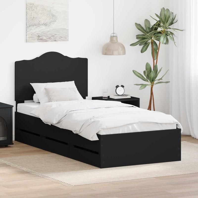 vidaXL Σκελετός Κρεβατιού Μαύρο 75 x 190 cm Μηχανήματος Ξύλο