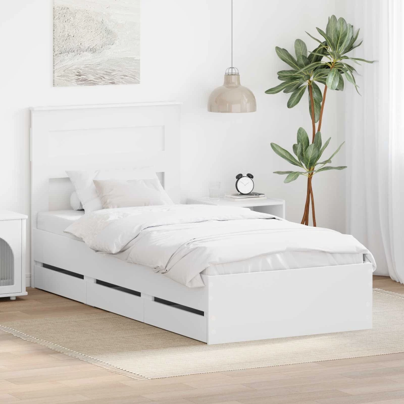 vidaXL Σκελετός Κρεβατιού Λευκό 100 x 200 cm Μηχανήματος Ξύλο