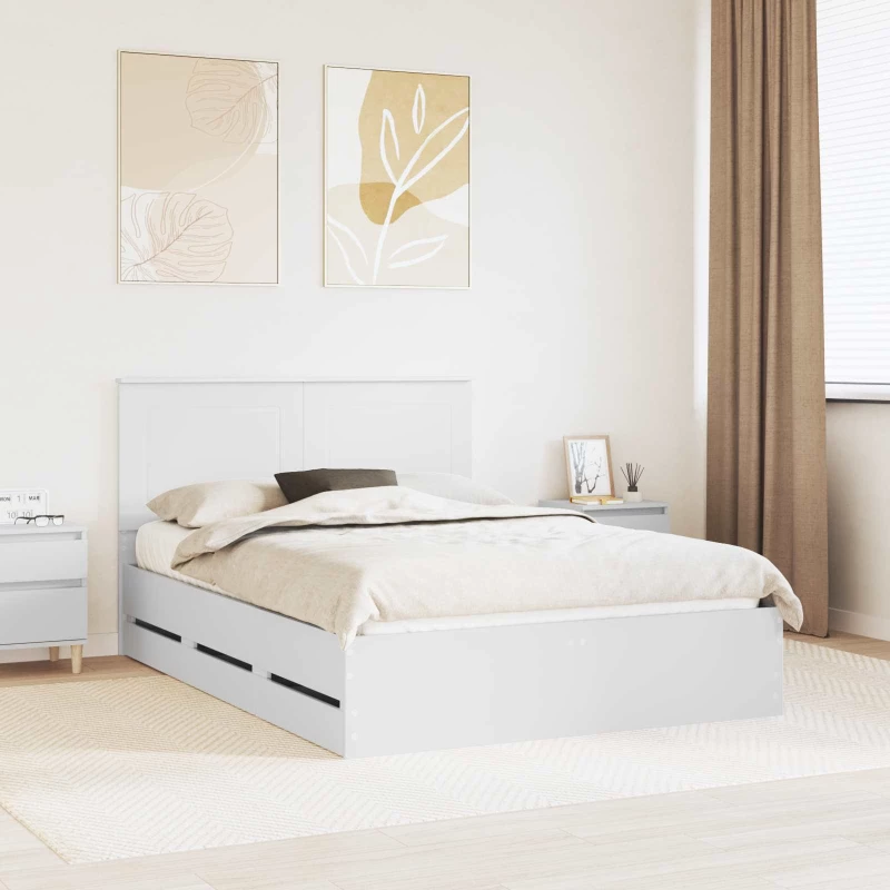 vidaXL Σκελετός Κρεβατιού Λευκό 140 x 190 cm Μηχανήματος Ξύλο