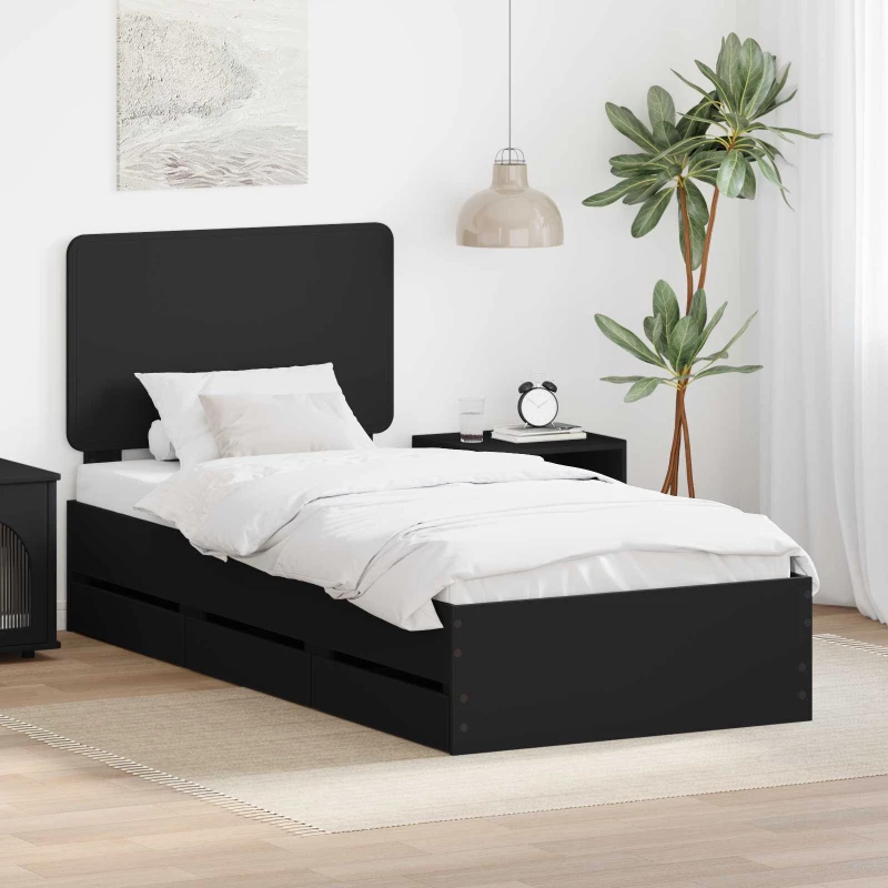 vidaXL Σκελετός Κρεβατιού Μαύρο 100 x 200 cm Μηχανήματος Ξύλο