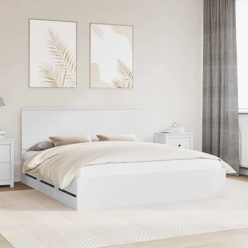 vidaXL Σκελετός Κρεβατιού Λευκό 180 x 200 cm Μηχανήματος Ξύλο