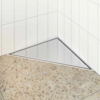vidaXL 2 σε 1 Τριγωνική Σαρωθριά Λεκάνη Ασημί 32 x 32 x 7,5 εκ