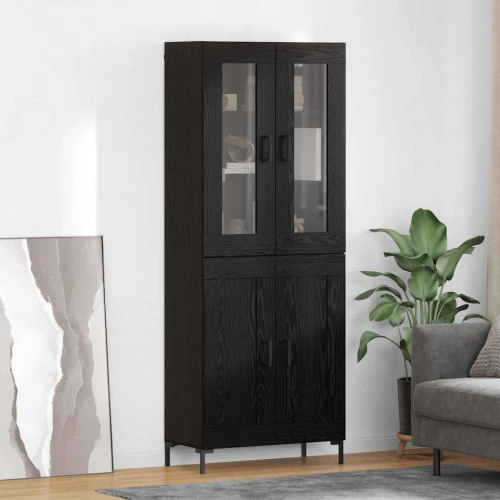 vidaXL Highboard Επιτοίχιο 2 pcs Μαύρη Οξυά 69,5 x 34 x 180 εκ.