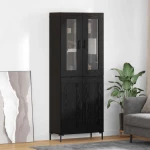 vidaXL Highboard Επιτοίχιο 2 pcs Μαύρη Οξυά 69,5 x 34 x 180 εκ.