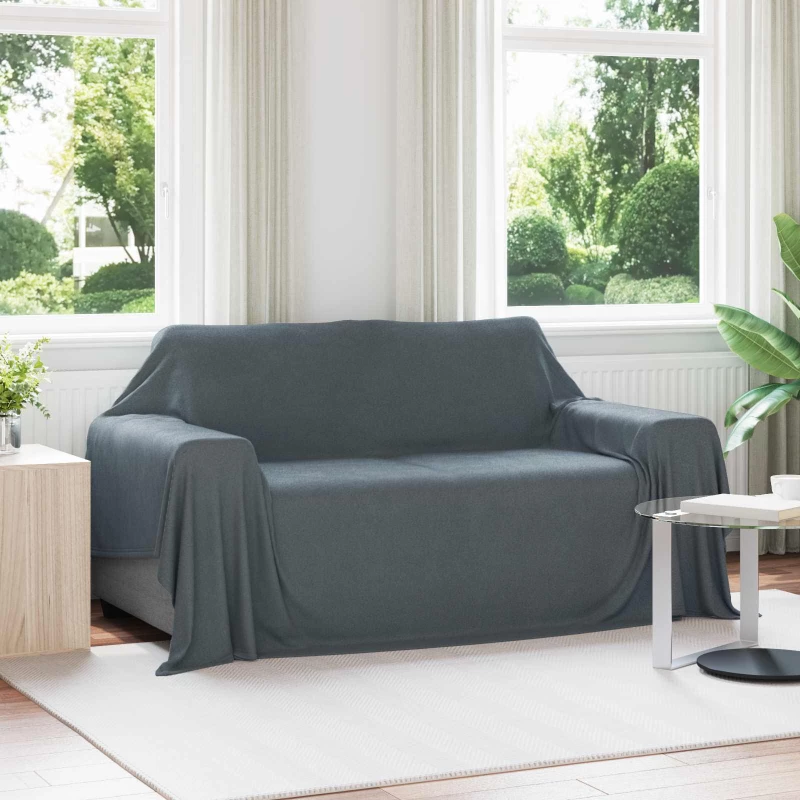 vidaXL Ριχτάρια 6 pcs Σκούρο Γκρι 280 x 210 εκ. Μαλλί