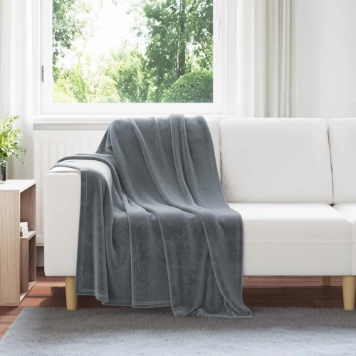 vidaXL Κουβέρτα Σκούρο Γκρι 130 x 150 cm Μαλλί
