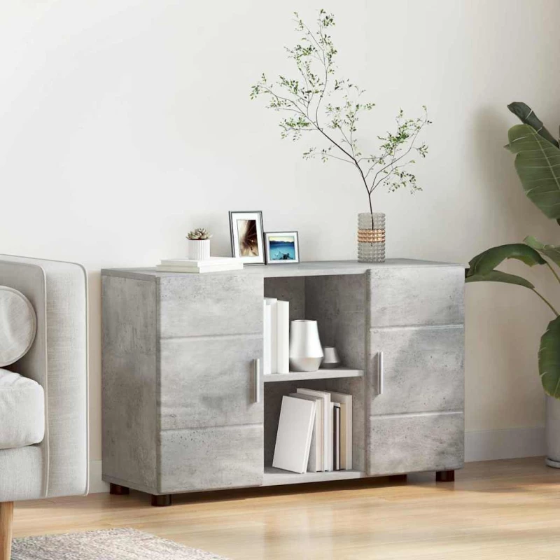 vidaXL Πλαϊνό γραφείο με ράφι Σκυρόδεμα Γκρι 88,5 x 30,5 x 55,5 εκ