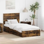 vidaXL Κρεβάτι Αποθήκης Καπνιστό Δρύς 90 x 190 cm Επεξεργασμένο ξύλο