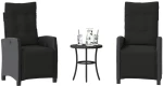 vidaXL Σετ Επίπλων Bistro 3 τεμ. Μαύρο Συνθετ. Ρατάν με Μαξιλάρια