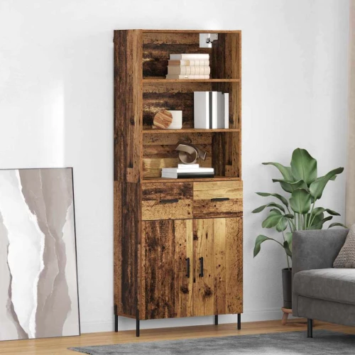 vidaXL Highboard Παλιό Ξύλο 69,5 x 32,5 x 180 εκ Επεξεργασμένο ξύλο