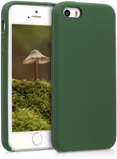 KW Θήκη Σιλικόνης iPhone SE / 5 / 5S - Soft Flexible Rubber Protective Cover - Dark Green - (42766.80)