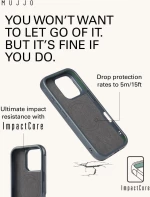 Θήκη iPhone 16 Pro Max MUJJO Shield Case Ανθεκτική Δερμάτινη με MagSafe - Steel Blue (MUJJO-CL-057-SB)