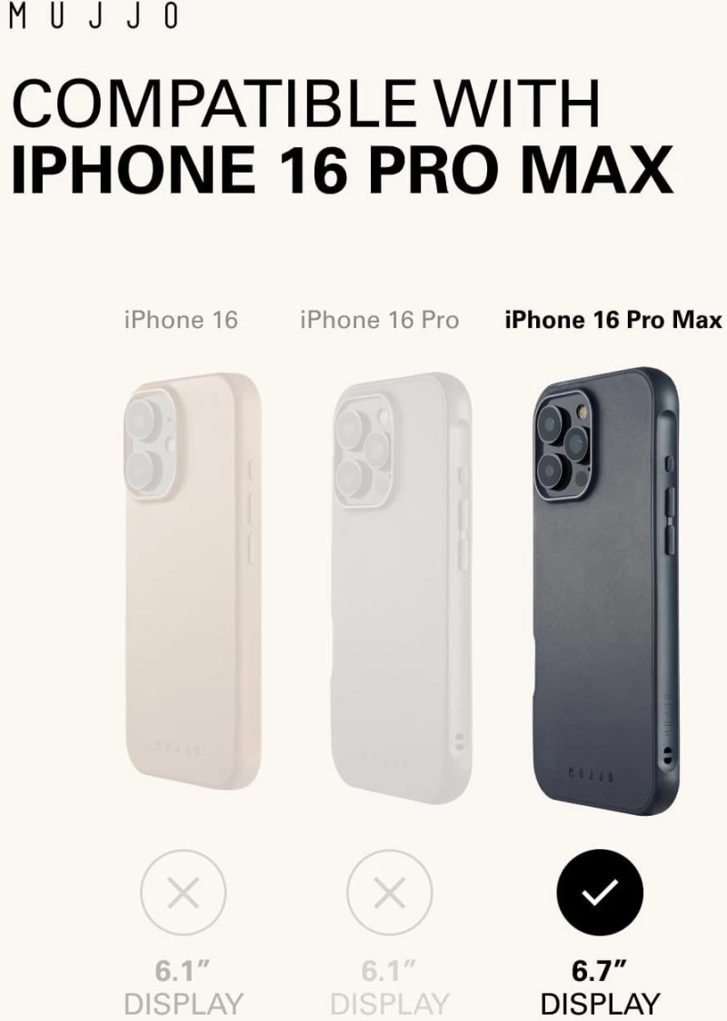 Θήκη iPhone 16 Pro Max MUJJO Shield Case Ανθεκτική Δερμάτινη με MagSafe - Steel Blue (MUJJO-CL-057-SB)