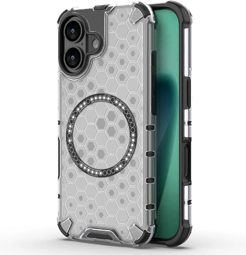 Θήκη iPhone 17 Techsuit HoneyComb Shield Σκληρή Ημιδιάφανη με MagSafe - White (5949419290266)