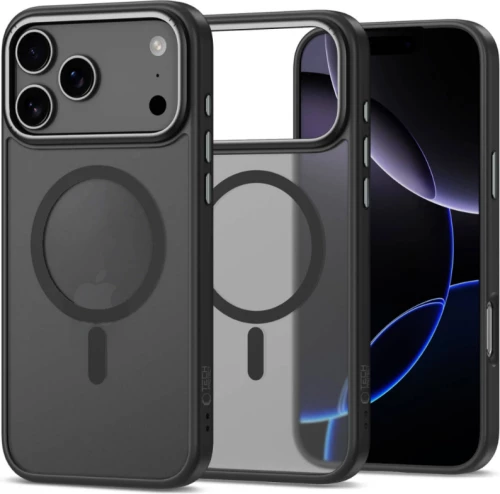 Θήκη iPhone 17 Pro Tech-Protect TP CamEdge Σκληρή Ημιδιάφανη με MagSafe & Μεταλλικό Πλαίσιο Κάμερας - Matte Black / Gunmetal (5906302332984)