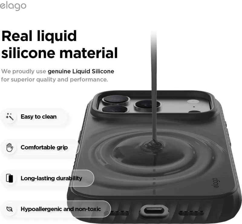 Θήκη iPhone 17 Pro Elago Magnetic Ridge Silicone Case Premium Σιλικόνης με MagSafe - Black (ES17MSRG63PRO-BK)