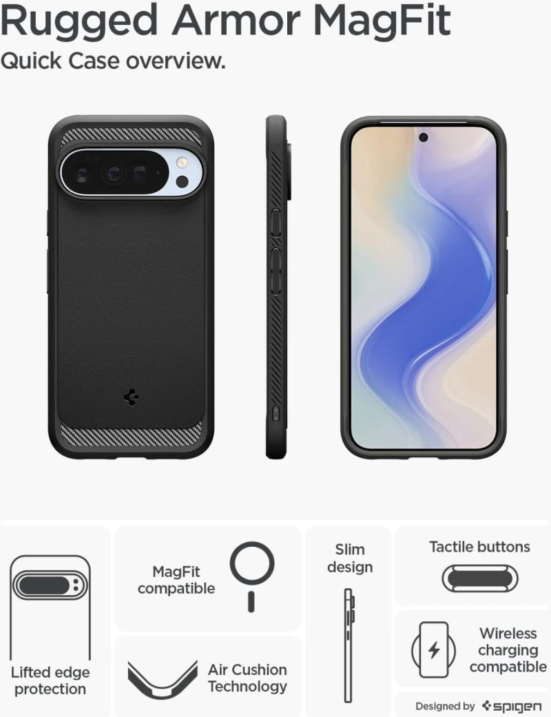 Θήκη Google Pixel 10 / 10 Pro Spigen Rugged Armor MagFit Ανθεκτική με MagSafe Qi2 - Matte Black (ACS09698)