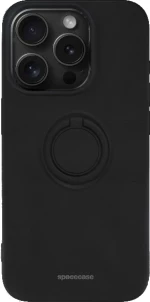 Θήκη iPhone 15 Pro Spacecase Silicone Ring Σιλικόνης με Μεταλλικό Μαγνητικό Ring Holder - Black (5905719103842)