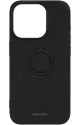 Θήκη iPhone 15 Pro Spacecase Silicone Ring Σιλικόνης με Μεταλλικό Μαγνητικό Ring Holder - Black (5905719103842)