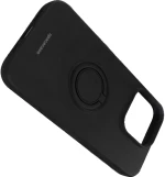 Θήκη iPhone 15 Pro Spacecase Silicone Ring Σιλικόνης με Μεταλλικό Μαγνητικό Ring Holder - Black (5905719103842)