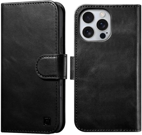 Θήκη iPhone 16 Pro Max iCarer Leather Detachable 2 in 1 Wallet Δερμάτινο Πορτοφόλι με RFID & MagSafe - Black (WMI16240722-BK)