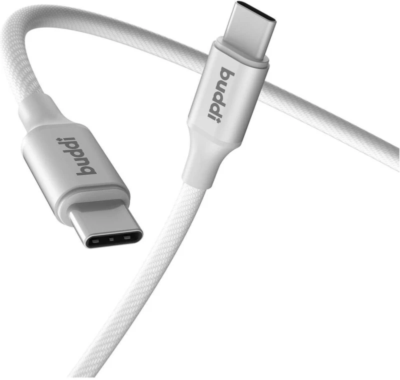 Καλώδιο Buddi Flex Φόρτισης & Μεταφοράς Δεδομένων Type-C σε Type-C 300cm 60W - White (8719246497391)