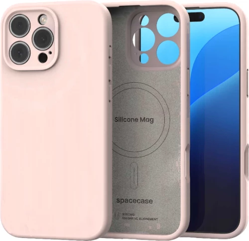 Θήκη iPhone 16 Pro Spacecase Silicone Mag Case Σιλικόνης με MagSafe - Baby Pink (5905719137922)